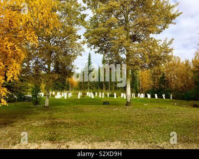 Friedhof in Dawson City Stockfoto