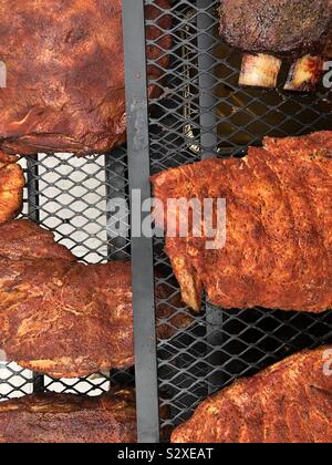 Rauch Grill zog Schweinefleisch unterbrust Texas Haus Menü Stockfoto