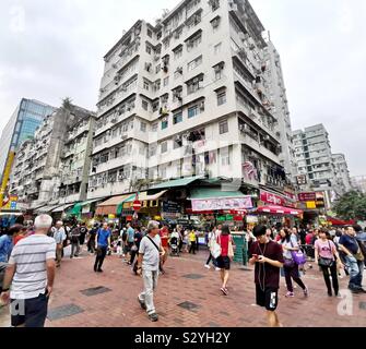 Die lebhaften Märkte in Sham Shui Po in Hongkong. Stockfoto