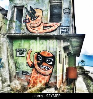 Hara Submarine Base einen Stillgelegten U-Boot Basis und viel Platz für Graffiti Kunst Stockfoto