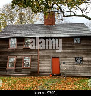 Die Jabez Howland Haus, Plymouth, Massachusetts, USA. Der älteste Teil des Hauses wurde im Jahre 1667 erbaut und von Jabez Howland, der Sohn von zwei Mayflower Passagiere gekauft. Stockfoto