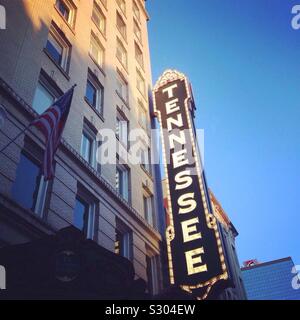 Knoxville, Tennessee Theater anmelden Gay Street. Stockfoto