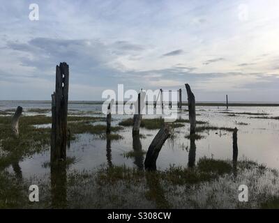 Thornham Alten Hafen Port bleibt, Norfolk Stockfoto