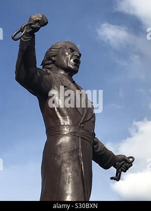 Eine Statue von Miguel Hidalgo, Vater der mexikanischen Nation, auf der Plaza de la liberación in Guadalajara, Mexiko. Stockfoto