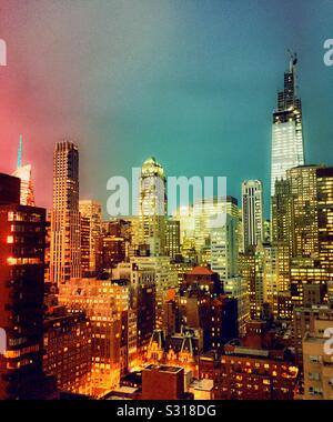 Die Skyline von Midtown Manhattan in der Dämmerung hat keinen Wolkenkratzer in One Vanderbilt, NYC, USA Stockfoto