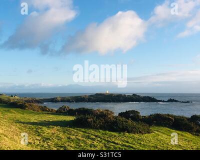 Der Leuchtturm am Ende der Insel Whithorn Halbinsel in Dumfries und Galloway, Schottland Stockfoto