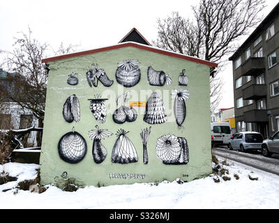 Dezember 2019 in Reykjavik, Island ein Minzgrün mit seitlich bemalter Frucht. Stockfoto