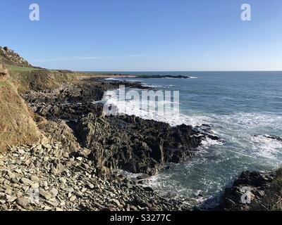 Chivelstone Küstenlinie East Prawle; South Devon Coast Stockfoto