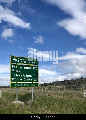 Ruta Del Fin Del Mundo Route am Ende der Welt Chile Stockfoto