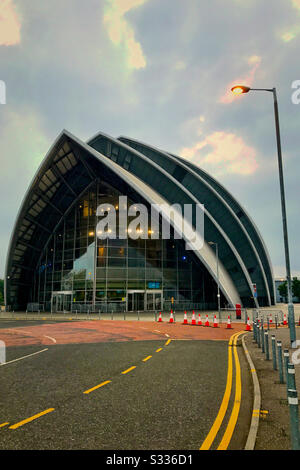 Clyde Auditorium (Armadillo) Teil des Scottish Event Campus am Fluss Clyde in Glasgow, Schottland. Stockfoto