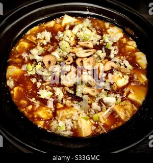 Mapo dufu: Tofu und Hackfleisch in doubischer Chilisauce Stockfoto