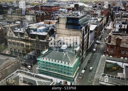 Glasgower Stadtzentrum von oben. Stockfoto