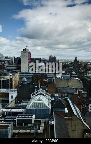 Glasgower Stadtzentrum von oben. Stockfoto