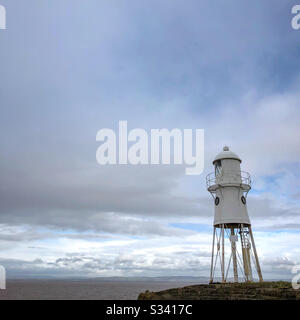 Leuchtturm von Black Nore Point am Ufer des Bristol Channel Stockfoto