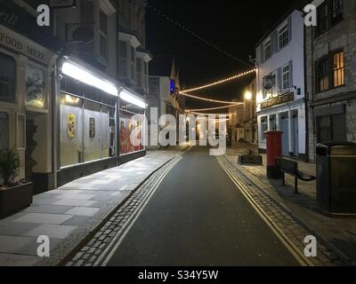 Barbican desertierte in Night, Plymouth, Devon Stockfoto