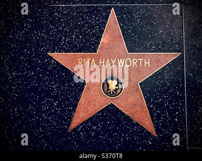 Hollywood, Kalifornien/USA. August 2019. Der Star auf dem Hollywood Walk of Fame für die Schauspielerin Rita Hayworth. Stockfoto