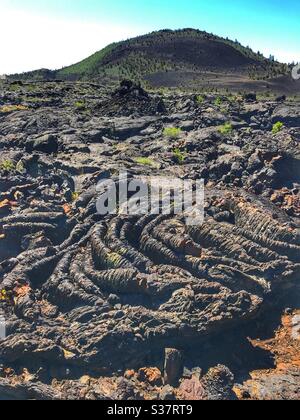 Gekühlter Lavagestein in den Krater des Moon National Monument in Idaho. Stockfoto