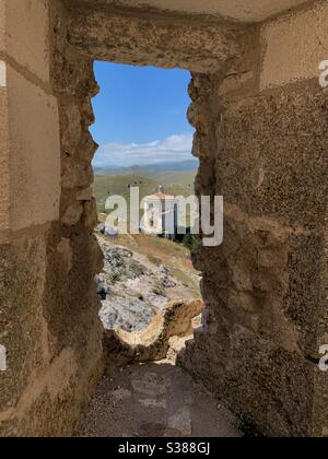 Madonna della Pietà aus dem Schloss in Rocca Calascio, Italien. Stockfoto