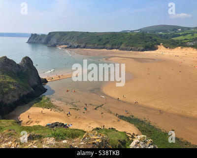 Three Cliffs Bay, Gower, Swansea, Wales, August. Stockfoto