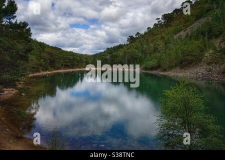 An Lochan Uaine (der grüne Lochan) im Glenmore Forest Park, Schottland. Stockfoto