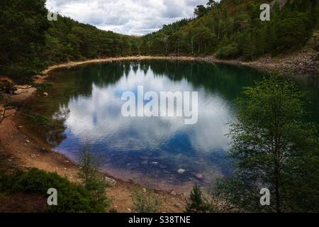 An Lochan Uaine (der grüne Lochan) im Glenmore Forest Park, Schottland. Stockfoto