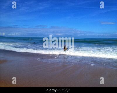 Surfsession in Bidart, Pyrenees Atlantiques, Frankreich Stockfoto