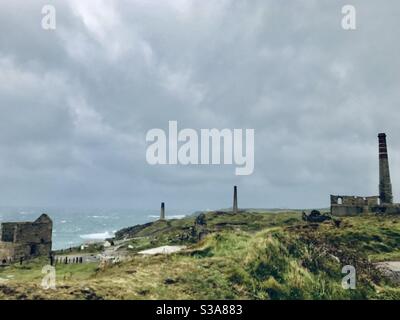 Cornwall Levant Mine and Beam Engine, Pendeen, Großbritannien Stockfoto