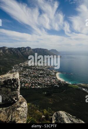 Blick auf Camps Bay von Lions Head Kapstadt Süd Afrika Stockfoto