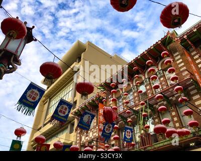 Feier der chinesischen Kultur, rote Laternen in Grant Ave, China Town, San Francisco Stockfoto