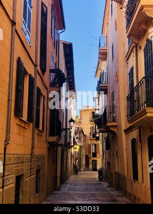 Leere Straße in der Hitze des Sommers in Palma De Mallorca Stockfoto