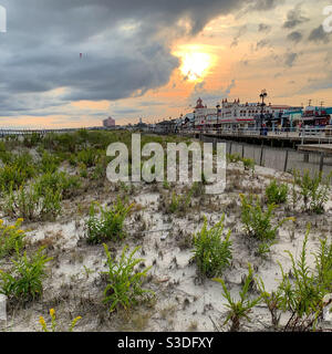 Oktober 2020. Zwischen dem Strand und der Promenade, Ocean City, New Jersey, USA Stockfoto