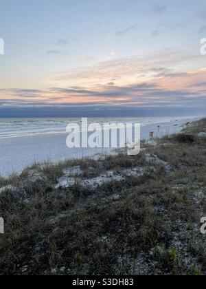 Blick auf den weißen Sandstrand von Florida Stockfoto