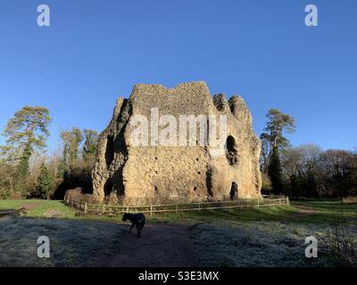 Die Ruinen einer Burg sind in Odiham in Hampshire, England gesehen. Stockfoto