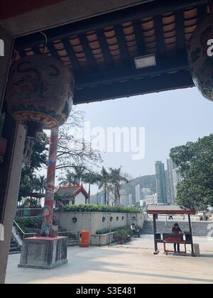 Der wunderschöne Hung Shing Taoist Tempel in AP Lei Chau, Hongkong. Stockfoto