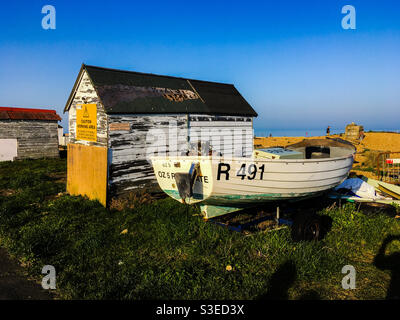 Fischerhütte am Walmer Beach Stockfoto