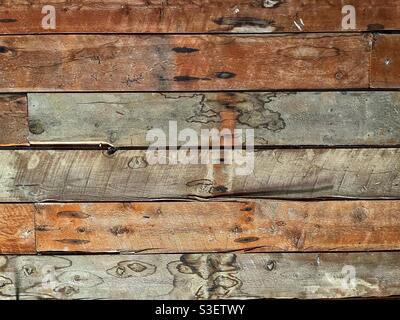 Verwitterte Holzwandplatten Stockfoto