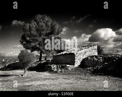 Traditionelle Steinhütte, Katalonien, Spanien. Stockfoto