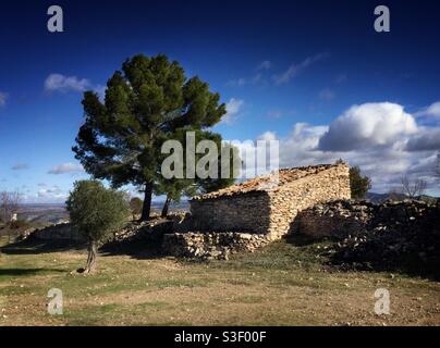 Traditionelle Steinhütte, Katalonien, Spanien. Stockfoto