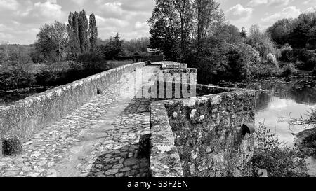 Historische Brücke über den Fluss Thouet France Stockfoto