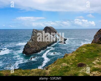 Bow Fiddle Rock, Natural Sea Arch, Portknockie, Moray Firth, Schottland Stockfoto