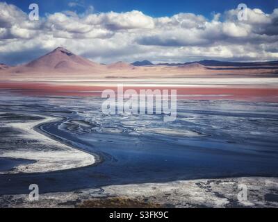 Panoramasicht auf Laguna Colorada, Bolivien Stockfoto