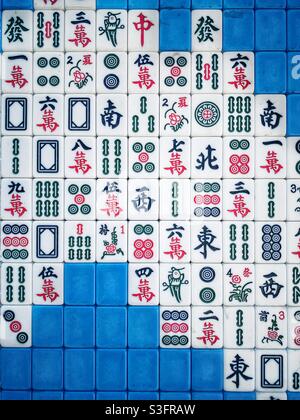 Mahjong-Fliesen, Wandgestaltung Stockfoto