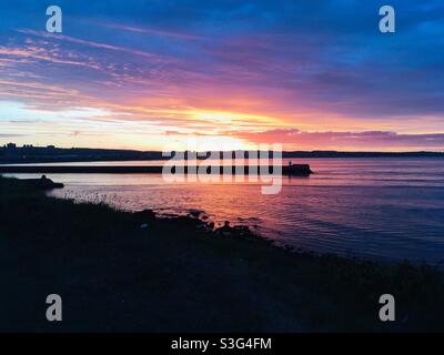 Sonnenuntergang am Hafen von Aberdeen von Torry Stockfoto