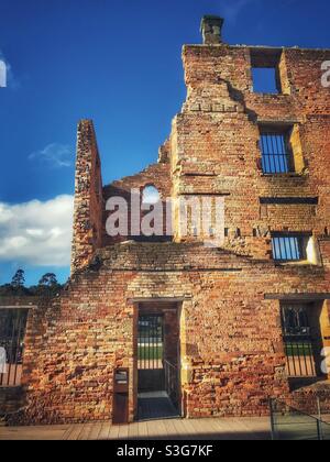 Überreste des Gefängnisgebäudes an der historischen Stätte von Port Arthur, Tasmanien, Australien Stockfoto