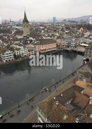 Overhead-Ansicht von Zürich, Schweiz Stockfoto