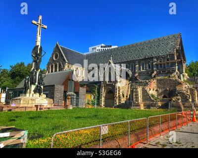 Kathedrale in Christchurch, Neuseeland, beschädigt durch ein Erdbeben am 22. Februar 2011 Stockfoto