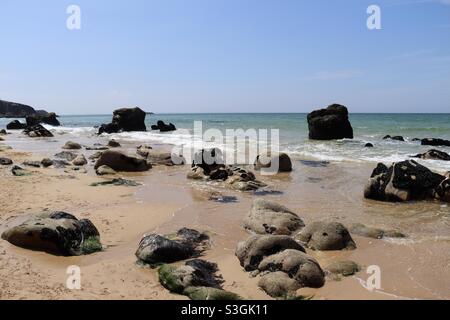 Entspannen Sie sich am Strand in Quiberon Stockfoto