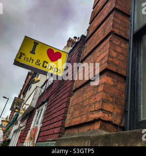 Ich liebe Fish & Chips Stockfoto