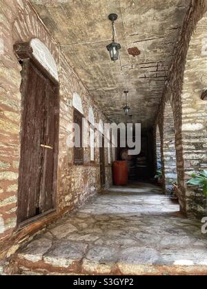 Kloster Evangelistria auf der Insel Skiathos in Griechenland. Stockfoto