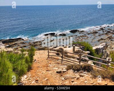 Antiker Marmorbruch in Aliki, Insel Thassos, Griechenland. Stockfoto